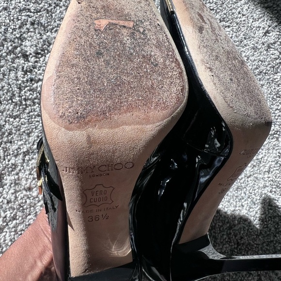 $820. JIMMY CHOO Seville Pearlized Blk/Gold Buckles  Ankle boots Shoes  36.5 - Picture 11 of 12